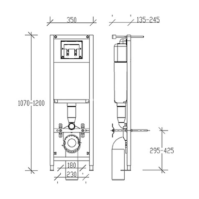 11100-130 STANDARD SET SMART RIMLESS Σετ Λεκάνη Κρεμαστή Creavit με Καζανάκι Εντοιχισμού Siamp