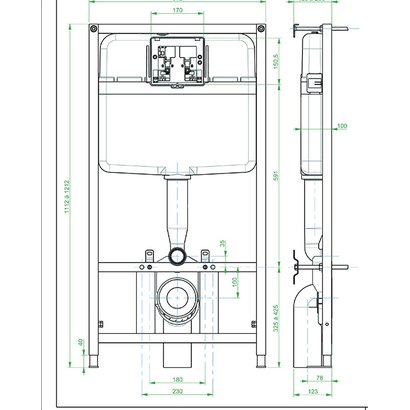 11183-120 PRISMA SET RAZOR Σετ Λεκάνη Κρεμαστή Creavit με Καζανάκι Εντοιχισμού Siamp