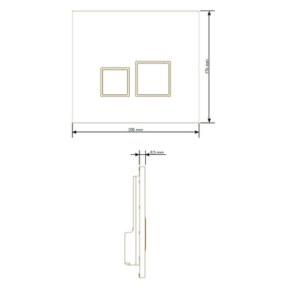 Siamp 111980 Square Chrome Matt Πλακέτα Χειρισμού Καζανακιού 3/6 lit