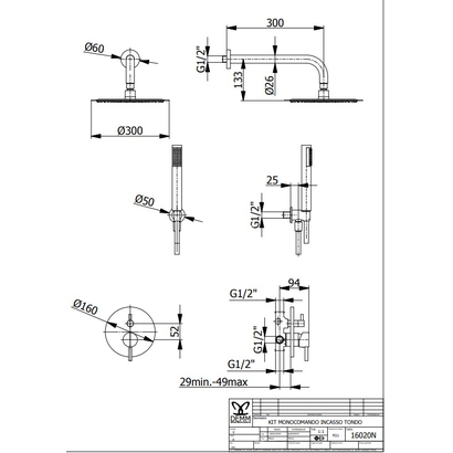 DEMM 16020 N Σετ Εντοιχισμού Ντουζιέρας Μαύρο ΤΕΜΑ