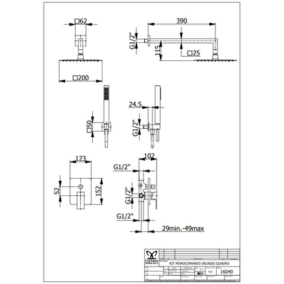 DEMM 16040 N Σετ Εντοιχισμού Ντουζιέρας Μαύρο ΤΕΜΑ