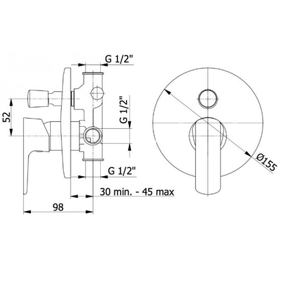 DEMM Imola 4850 N Black Matt Μίκτης Εντοιχισμού 2 Εξόδων Μαύρος TEMA