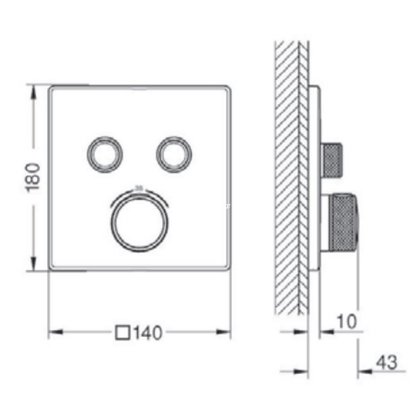 Smart DSU 5001 N Black Matt Μίκτης Εντοιχισμού Push Button 2 Εξόδων Μαύρος TEMA