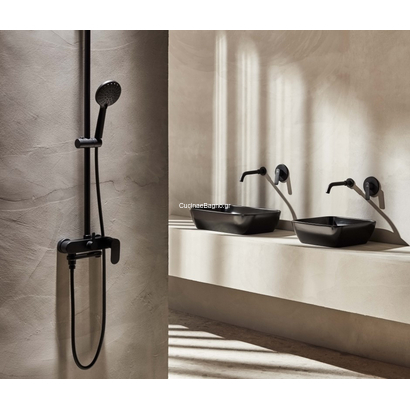 53252 N Roma 3-Ways Black Matt Στήλη Ντουζιέρας Με Μπαταρία ΤΕΜΑ