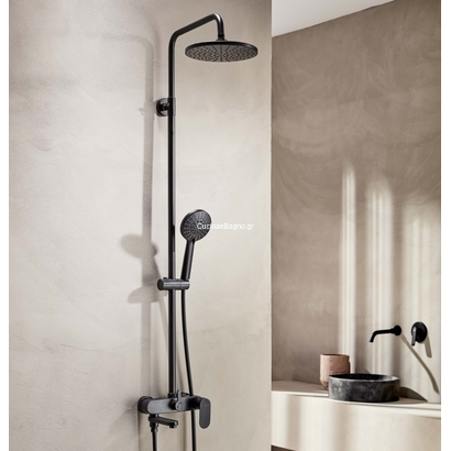 53252 N Roma 3-Ways Black Matt Στήλη Ντουζιέρας Με Μπαταρία ΤΕΜΑ