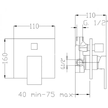 DEMM LOBA 9550 N Black Matt Μίκτης Εντοιχισμού 2 Εξόδων Μαύρος