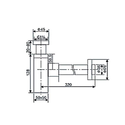DEMM SCL 003 N Σιφόνι Νιπτήρα Τετράγωνο Black Matt Μαύρο