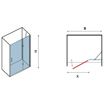 Karag ON 400 120x195 Πόρτα Καμπίνας Διάφανη Προφίλ Inox