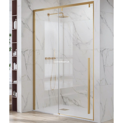 Karag Santorini 400 Oro 130x200 Cm Πόρτα Ντουζιέρας Συρόμενη Προφίλ Χρυσό ΔΙΑΦΑΝΗ