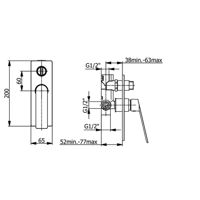 Demm Sleek 9950 N Μίκτης Εντοιχισμού 2 Εξόδων Μαύρος