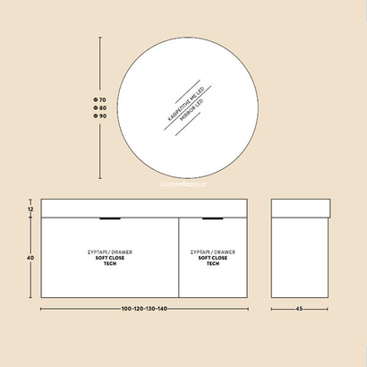 SAVVO Top 40/B 120x45 Έπιπλο Μπάνιου Κρεμαστό