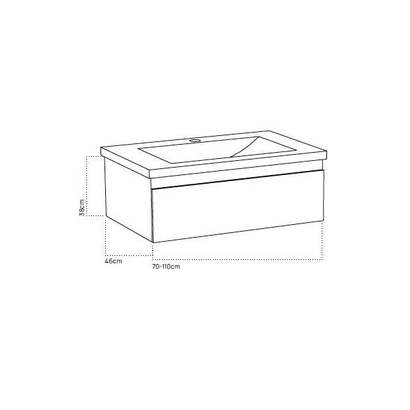 Sanitec Zeus 100x45 Έπιπλο Μπάνιου Κρεμαστό Με Νιπτήρα