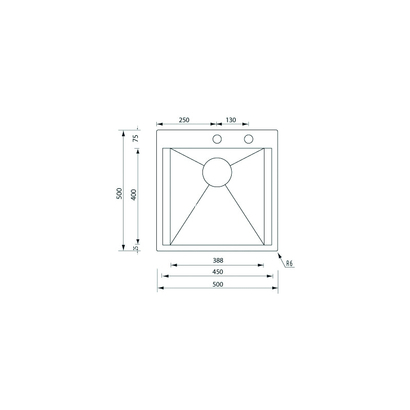 Sanitec 15226 Focus Mix 50x50 1V Νεροχύτης Ανοξείδωτος