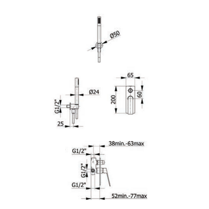 Demm Sleek 16099 N Σετ Εντοιχισμού Ντουζιέρας Μαύρο