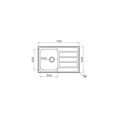 Pyramis Athena (79x50) 1B 1D Σαγρέ Νεροχύτης Ανοξείδωτος 100180101