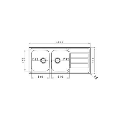 Pyramis Athena Extra (116x50) 2B 1D Γυαλισμένο Νεροχύτης Ανοξείδωτος 107163101