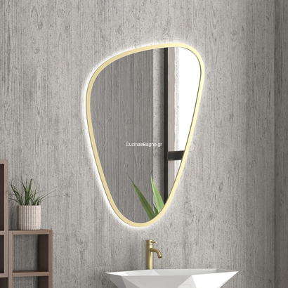 Karag Elena Gold 68x95 Καθρέπτης Με Κρυφό Φωτισμό Led & Χρυσό Πλαίσιο