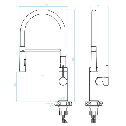 KUCHINOX Shire Χρωμέ/Black Μπαταρία Κουζίνας Με Ντους BQH 778D