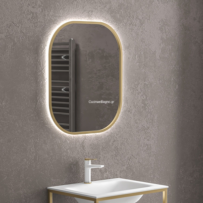 Karag Sharon 7080 Gold 70x80 Καθρέπτης Με Κρυφό Φωτισμό Led & Χρυσό Πλαίσιο