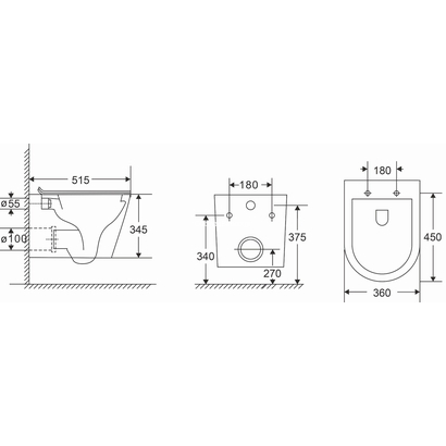 Karag Zina Rimless Λεκάνη Κρεμαστή 51,5cm LT 053E-R
