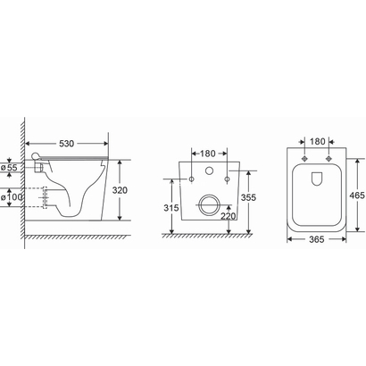 Karag Tornado Rimless Black Matt Λεκάνη Κρεμαστή 53cm LT 057E-MB