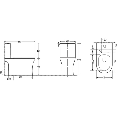Karag Amfipolis Round Rimless 65cm Λεκάνη Με Καζανάκι Π/Σ
