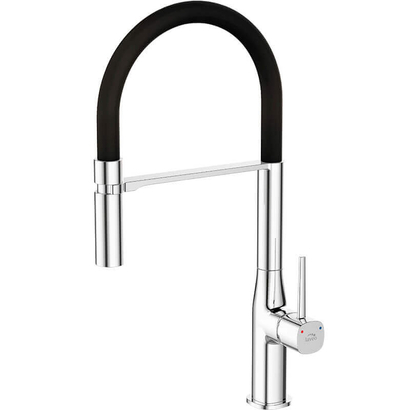 LAVEO Pola Χρωμέ/Black Μπαταρία Κουζίνας Ντους BAP 778D