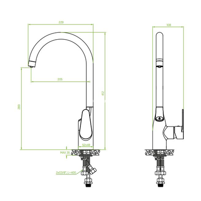 LAVEO Claro Black Μπαταρία Κουζίνας Φίλτρου BAK 798D