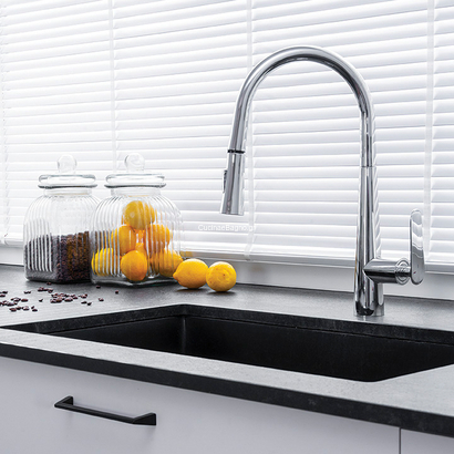 LAVEO Nalda Χρωμέ Μπαταρία Κουζίνας Ντους BAY 069D