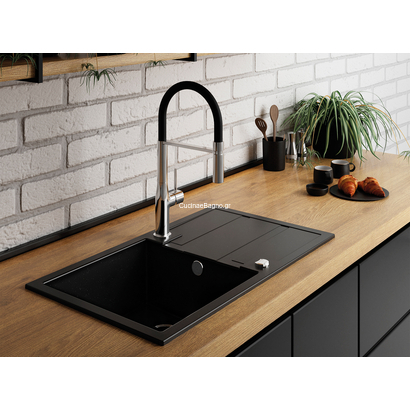 LAVEO Pola Χρωμέ/Black Μπαταρία Κουζίνας Ντους BAP 778D