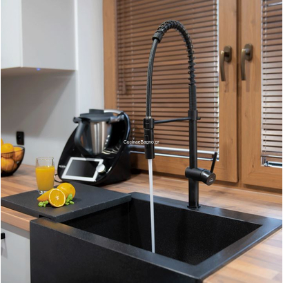 LAVEO Rhea Black Μπαταρία Κουζίνας Ντους BLD 76SD