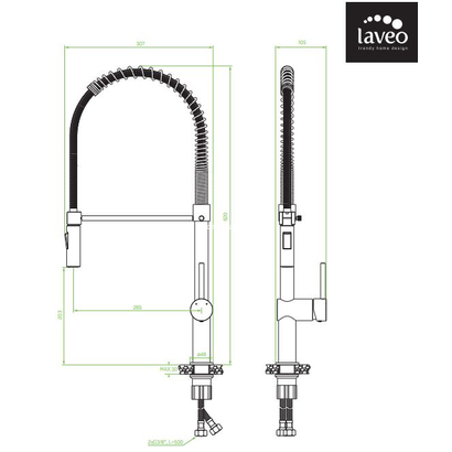 LAVEO Rhea Χρωμέ Μπαταρία Κουζίνας Ντους BLD 06SD