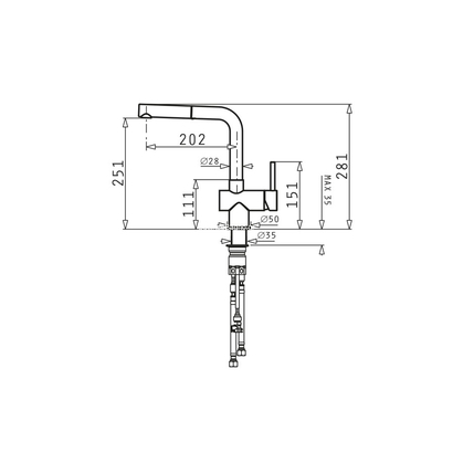 Pyramis Capriccio Inox & Μαύρο Μπαταρία Κουζίνας Ντους 090917601