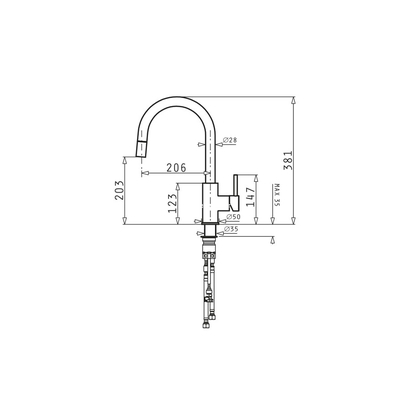 Pyramis Verismo Inox Ντους Μπαταρία Κουζίνας Ανοξείδωτη 090917401