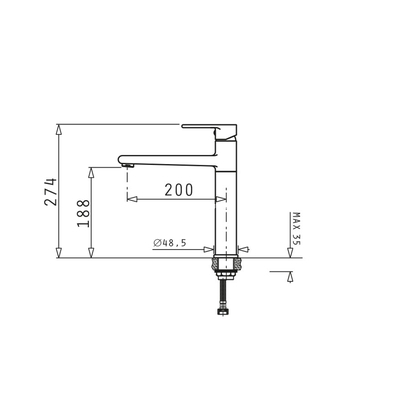 Pyramis Ecoline Melisma Χρωμέ Μπαταρία Νεροχύτη Ψηλή 090933201