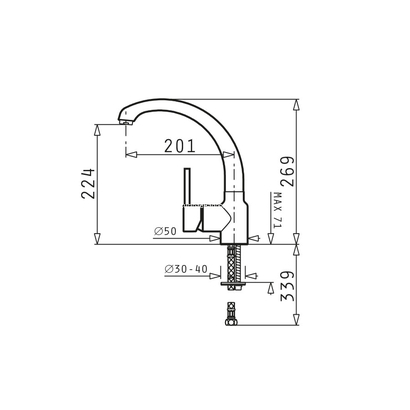 Pyramis Armonica Graphite Carbon Μπαταρία Νεροχύτη 095300101
