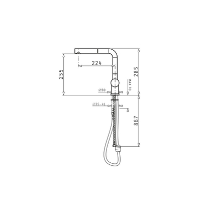 Pyramis Aladia Χρωμέ Μπαταρία Κουζίνας Με Ντους 096700201