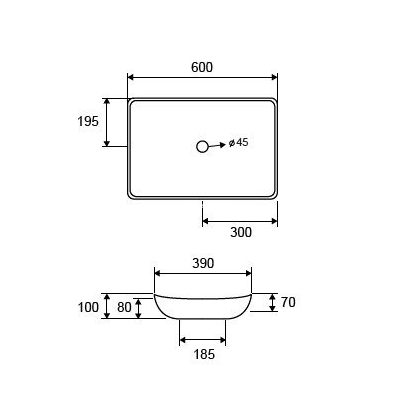 Karag LT1018 60x40 Νιπτήρας Επιτραπέζιος