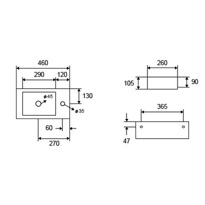Karag LT 5043 Νιπτήρας 46x26 Επιτραπέζιος/Kρεμαστός