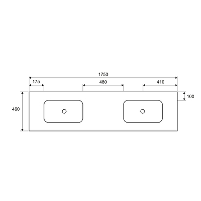 Karag SPACE 175x46 Νιπτήρας Επίπλου Solid - Με Δύο Γούρνες