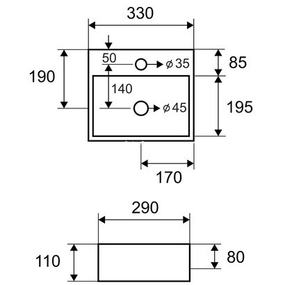 Karag LT 2029 Νιπτήρας 33x29 Επιτραπέζιος