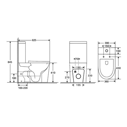 Karag Zina LT 2149A-R Rimless Λεκάνη Με Καζανάκι 63cm