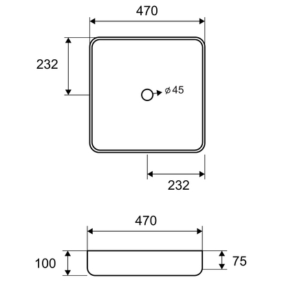 Karag LT2183-N 47x47 Νιπτήρας Επιτραπέζιος