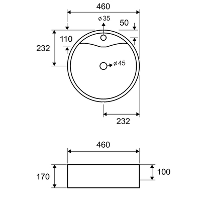 Karag LT 3018 Νιπτήρας 46x46 Επιτραπέζιος Στρογγυλός