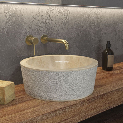 Karag TIMUR SLH CREAM Φ40x15 Νιπτήρας Πέτρινος Επιτραπέζιος