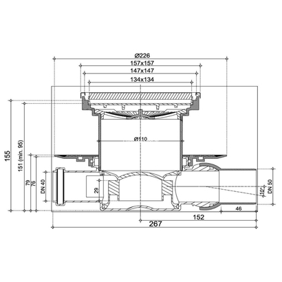 Karag Confluo Ceramic 2 Large 15x15 Σιφώνι Δαπέδου Τετράγωνο