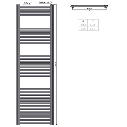 Karag NILE 1720-600 Λευκό 60x172 Θερμαντικό Σώμα / Πετσετοκρεμάστρα