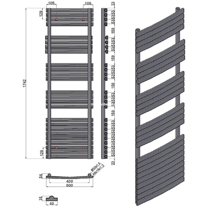 Karag Pukita 50x110 Χρωμέ Θερμαντικό Σώμα Μπάνιου