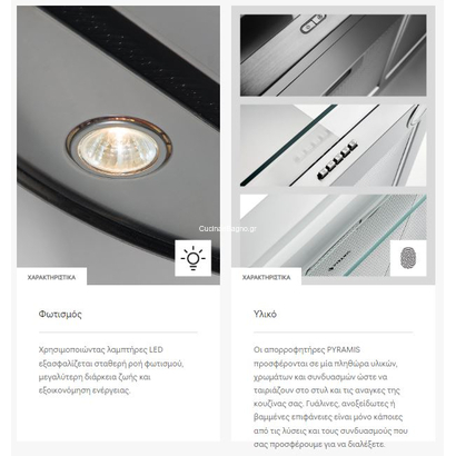 Pyramis Cielo 90cm Inox Απορροφητήρας Καμινάδα 065036601