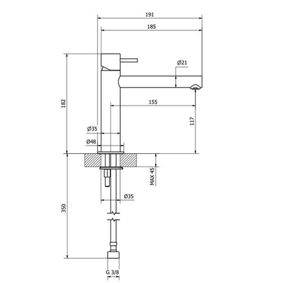 Teorema Treunosei Inox Μπαταρία Νιπτήρα Ψηλή 210204
